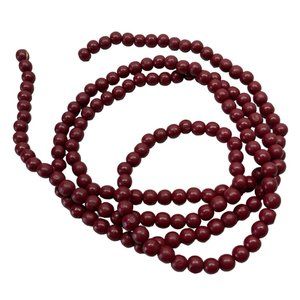 Cranberry Red Wooden Beads Vintage Christmas Tree Garland Strand 8 Feet
